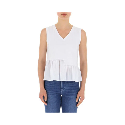 Top femme à volant asymétrique