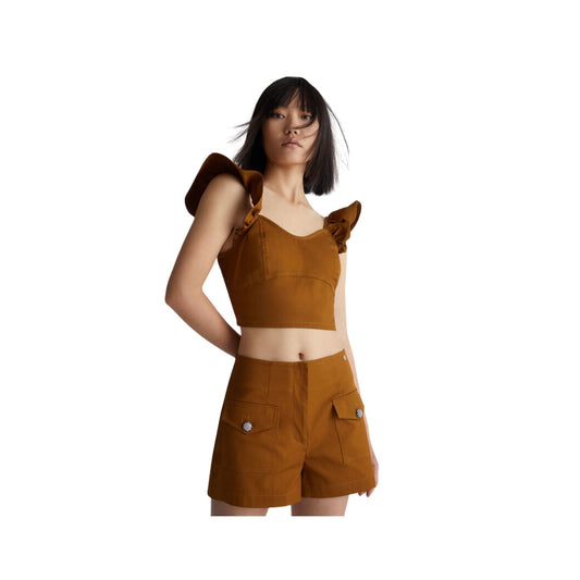 Women's top with ruffles on the shoulders