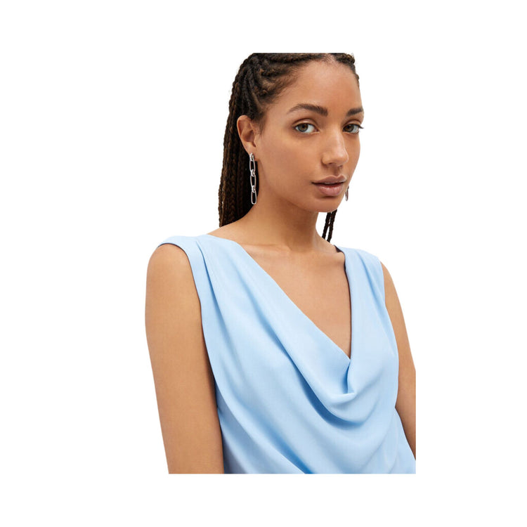 Top femme uni à col V