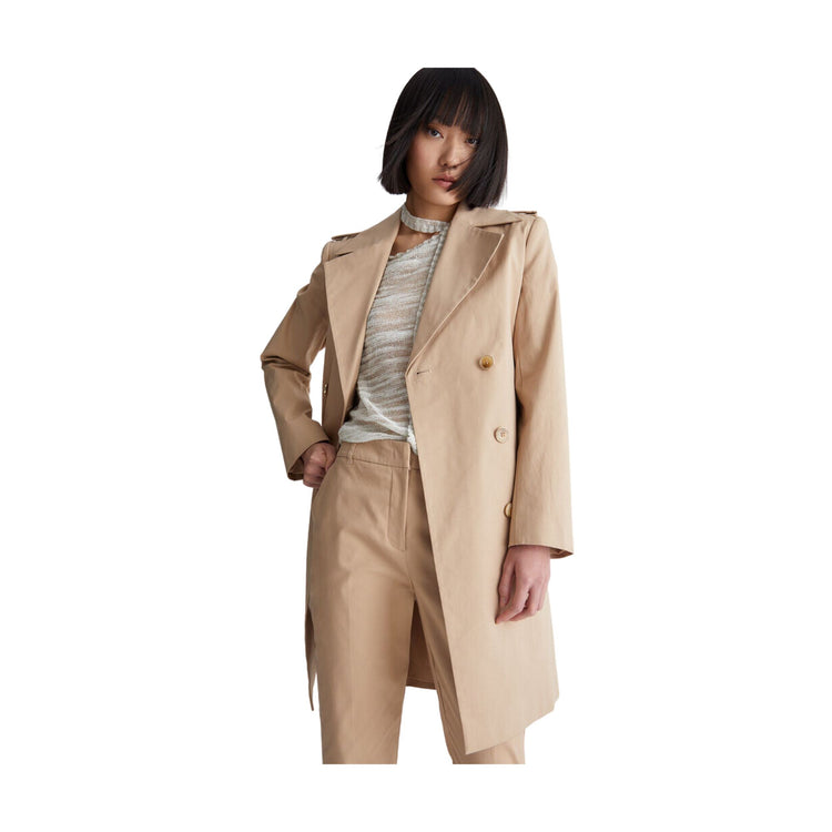 Long double-breasted trench coat for women