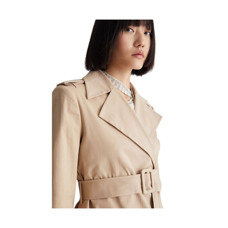 Long double-breasted trench coat for women