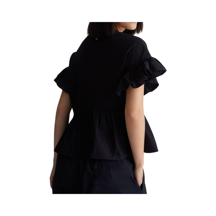 Women's T-shirt with ruffled sleeves
