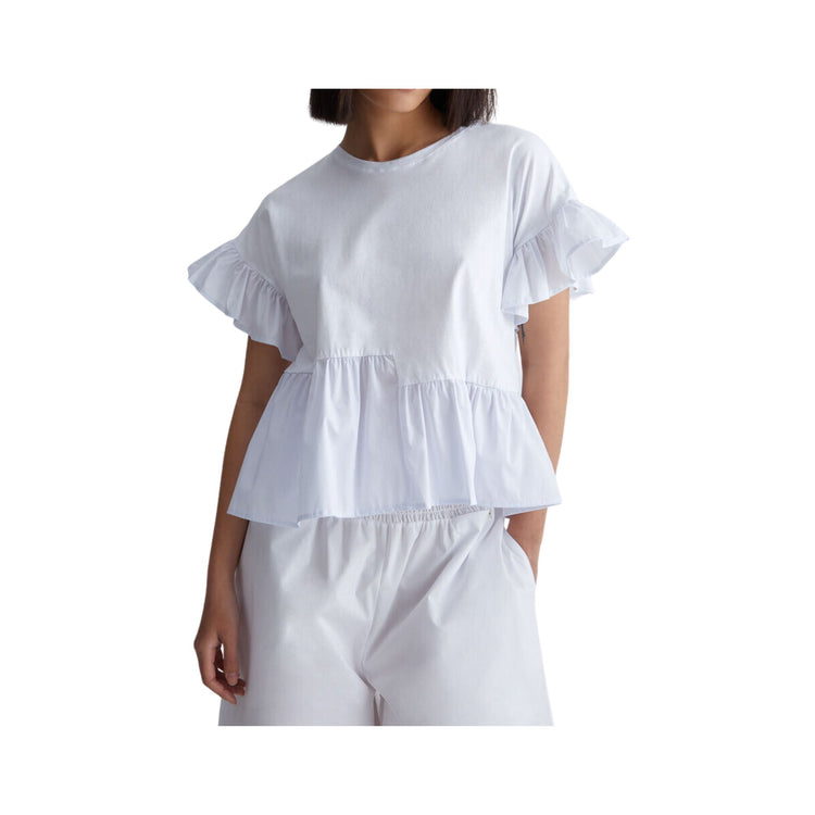 Women's T-shirt with ruffled sleeves