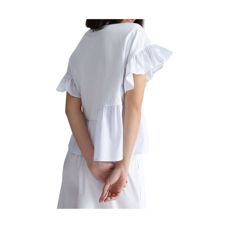 Women's T-shirt with ruffled sleeves