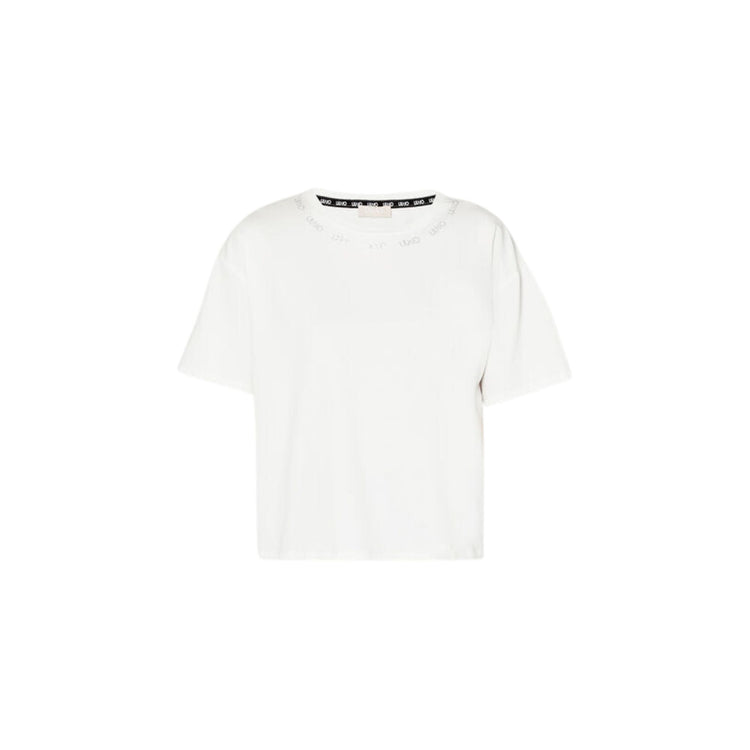 Women's pleated jersey T-shirt - Ivory/Nude