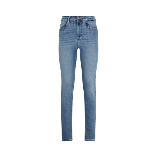 Jeans Donna a vita alta con logo con strass sul retro