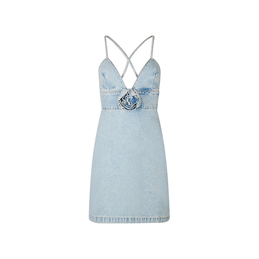 Abito Donna corto in denim con spalline