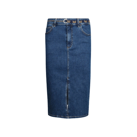 Gonna Donna longuette in denim di cotone stretch