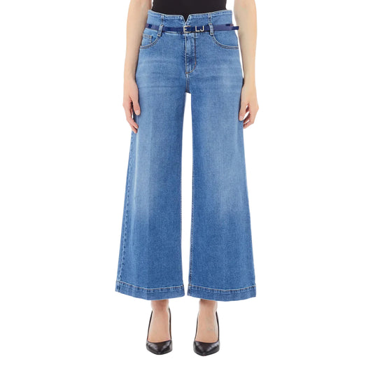 Jeans Donna in denim con fondo con orlo dritto