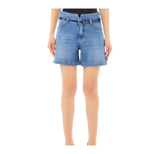Jeans Donna in denim con chiusura con bottone e zip