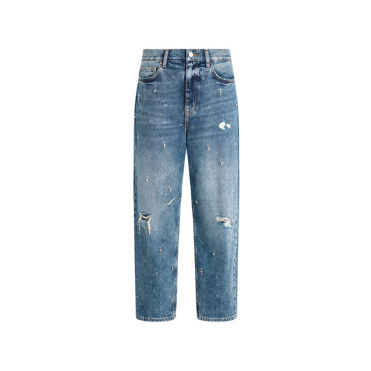 Jeans Donna straight con strass