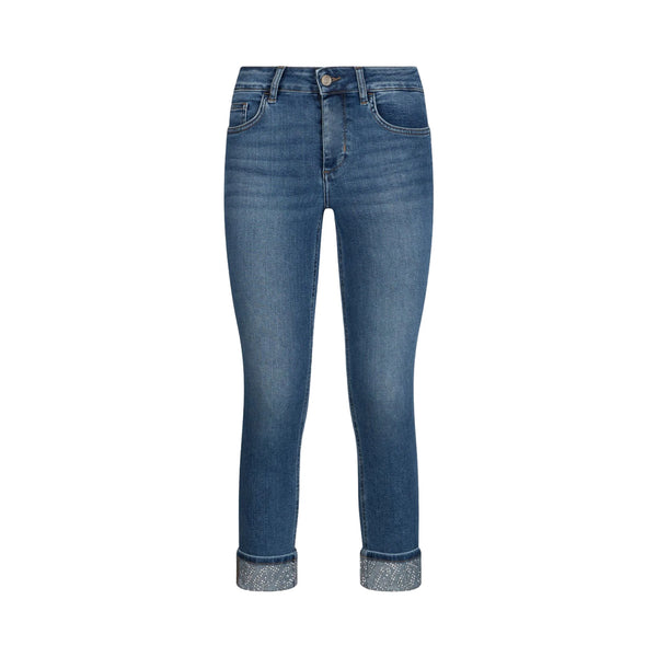 Jeans skinny Donna con risvolti con strass