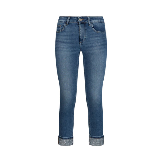 Jeans skinny Donna con risvolti con strass