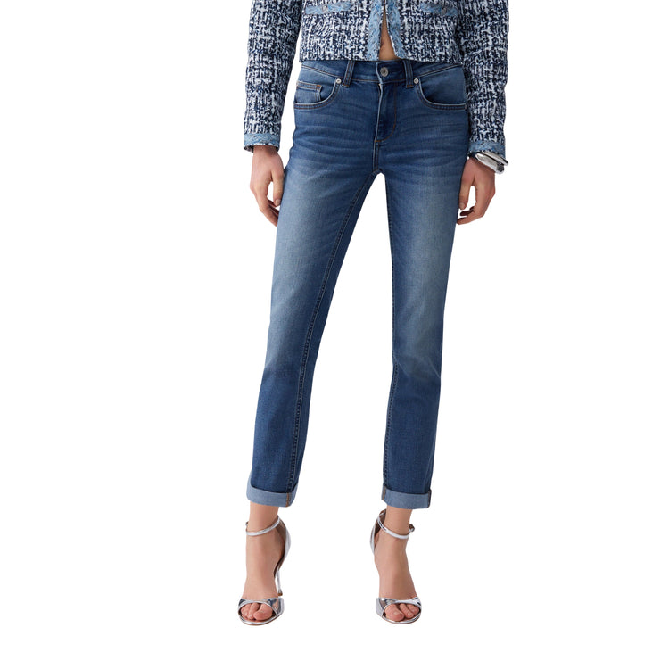 Jeans skinny con risvolto da donna