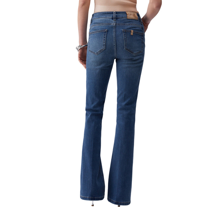Jeans bootcut a vita alta da donna in denim 