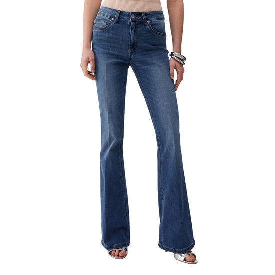 Jeans bootcut a vita alta da donna in denim 