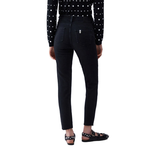 Jeans skinny Donna a vita alta in denim nero modella retro