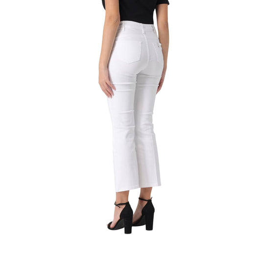 Jeans bianco cropped fit con bottoni