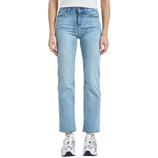 Jeans a vita alta con gamba dritta denim chiaro