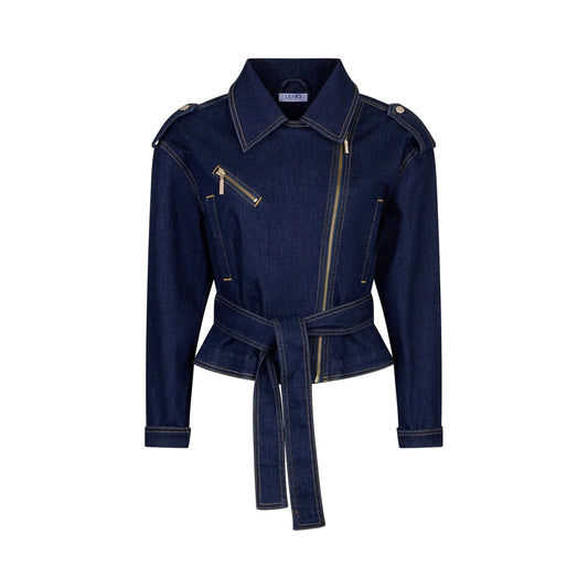 Giubbino Donna in denim con cintura