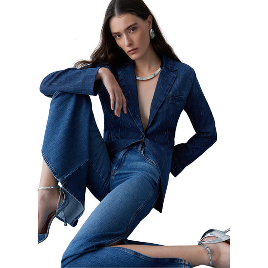 Blazer Donna in denim con strass modella