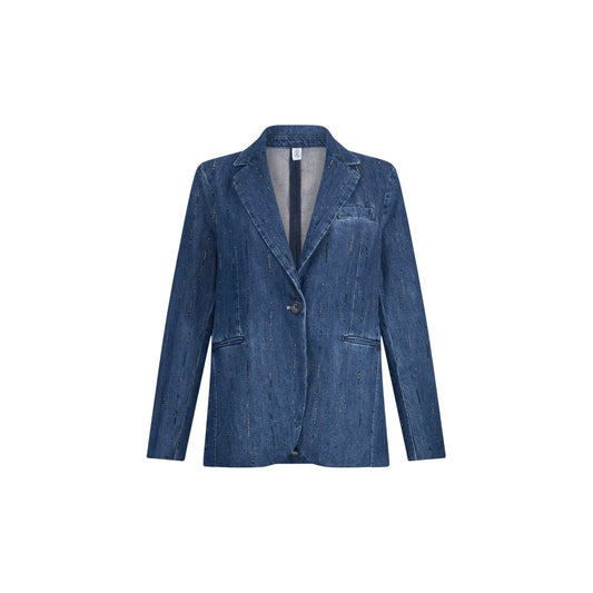 Blazer Donna in denim con strass