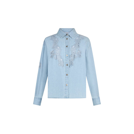 Camicia Donna in denim con dettagli in pizzo