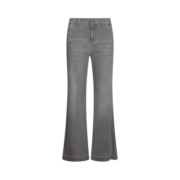 Jeans Donna in denim grigio con bottoni