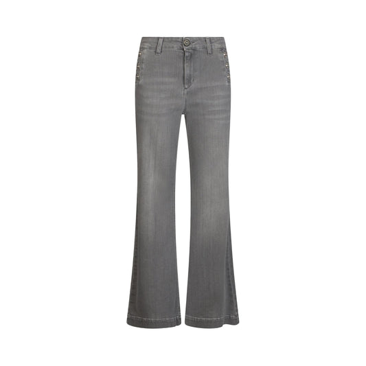 Jeans Donna in denim grigio con bottoni