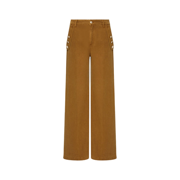 Pantalone Donna con gamba larga e bottoni decorativi