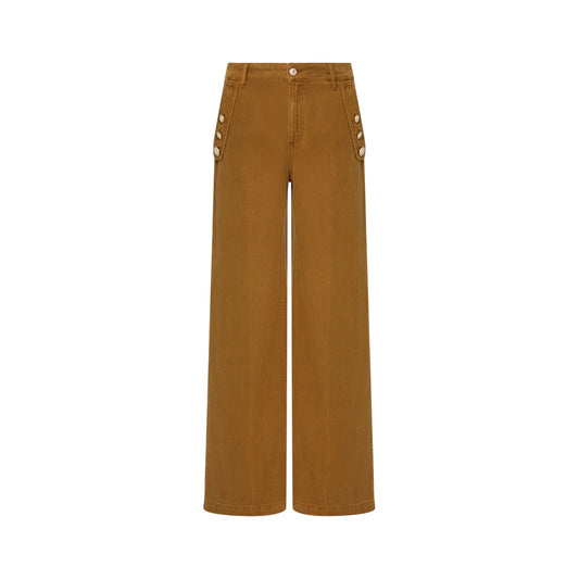 Pantalone Donna con gamba larga e bottoni decorativi