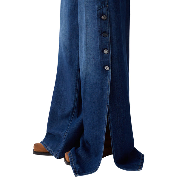 Jeans Donna con spacchi e bottoni laterali dettaglio spacco