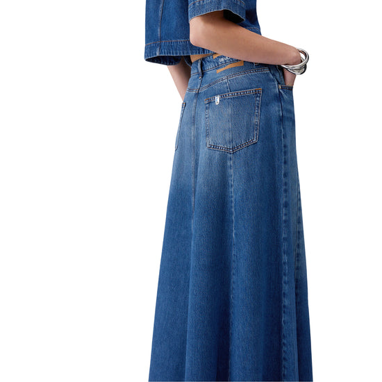Gonna lunga Donna in denim dettaglio retro