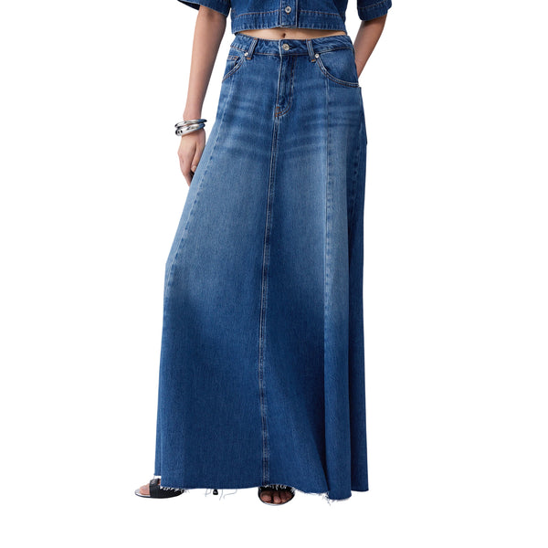 Gonna lunga Donna in denim modella frontale