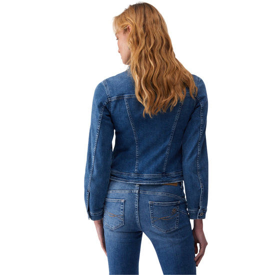Giubbino Rider Donna in denim con zip modella retro