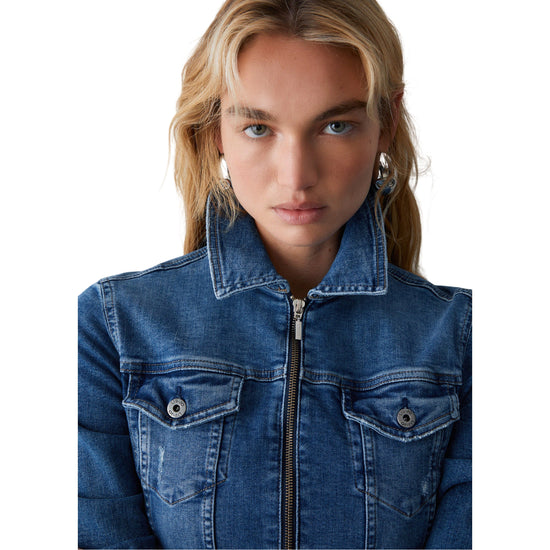 Giubbino Rider Donna in denim con zip dettaglio
