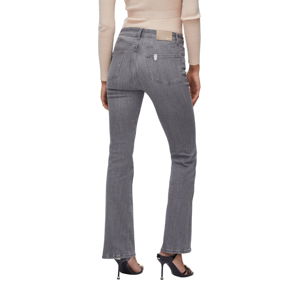 Jeans Donna a vita alta e gamba svasata Grigio modella retro