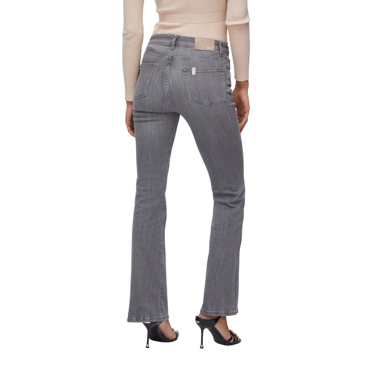Jeans Donna a vita alta e gamba svasata Grigio modella retro