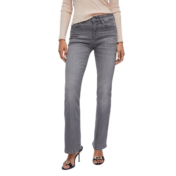 Jeans Donna a vita alta e gamba svasata Grigio modella frontale