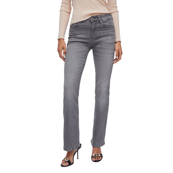 Jeans Donna a vita alta e gamba svasata Grigio modella frontale