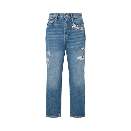 Jeans Donna con ricami floreali