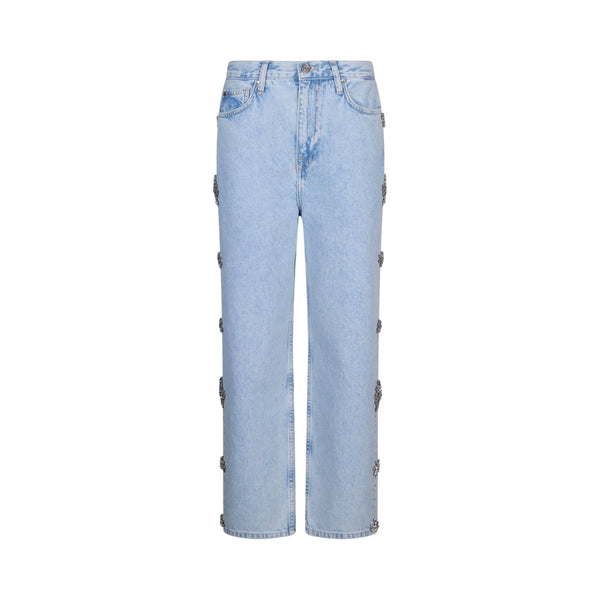 Jeans Donna denim chiaro con ricami gioiello