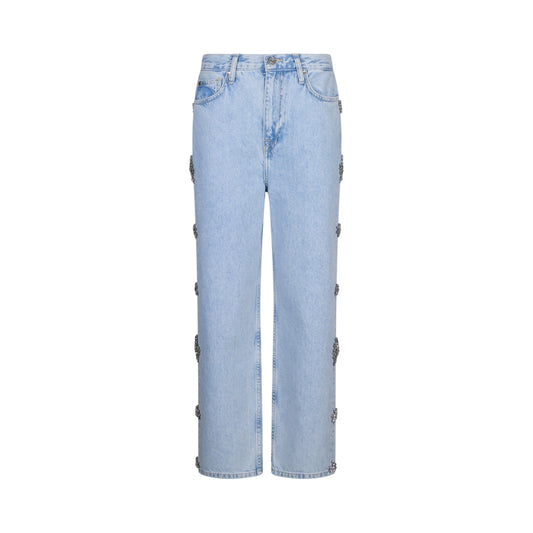Jeans Donna denim chiaro con ricami gioiello