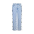 Jeans Donna denim chiaro con ricami gioiello