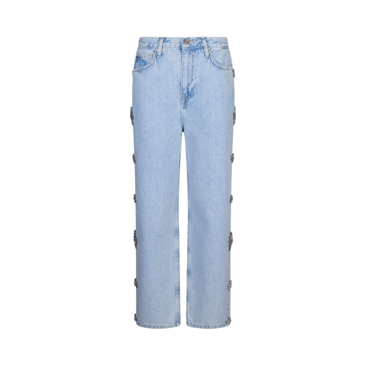 Jeans Donna denim chiaro con ricami gioiello