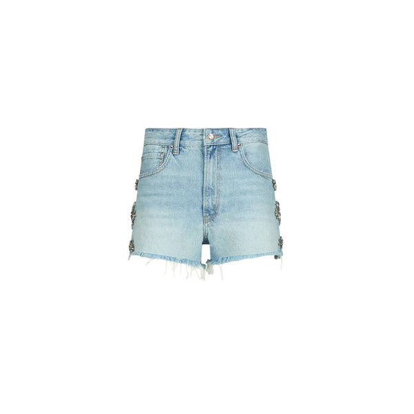 Shorts Donna in denim con gioielli laterali
