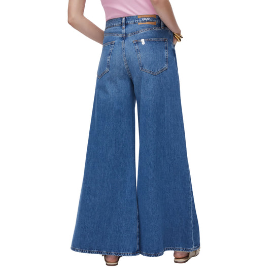 Jeans Donna super flare a vita alta Blu modella retro