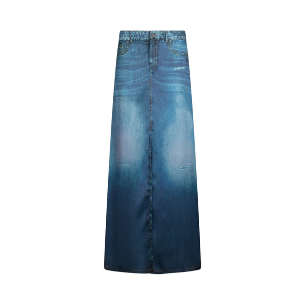 Gonna lunga Donna con stampa denim digital