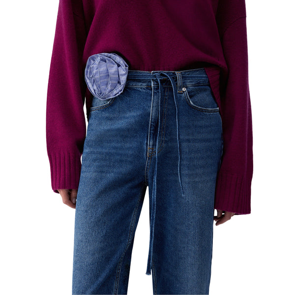 Jeans Donna con cintura con fiore dettaglio frontale