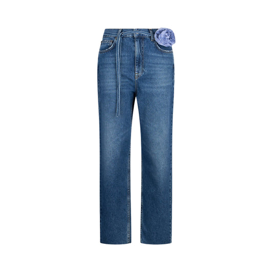 Jeans Donna con cintura con fiore